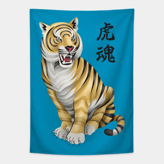 Japanese Tiger - Light Bases Tapestry by Meganpalmer