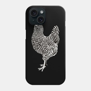 Black and white drawing of an Plymouth Rock chicken Phone Case