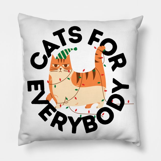 Cats For Everybody Festive Cat Funny Christmas Gift for Cat Owners and Feline Lovers Pillow by nathalieaynie