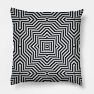 Minimal Geometrical Optical Illusion Style Pattern in Black & White Pillow