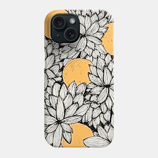 Leaves and Moon Pattern Background Illustration Phone Case