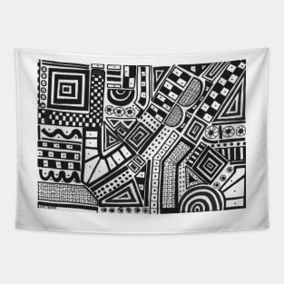 Ethnic black and white pattern Tapestry