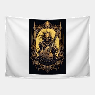 Black and gold metalhead Tapestry