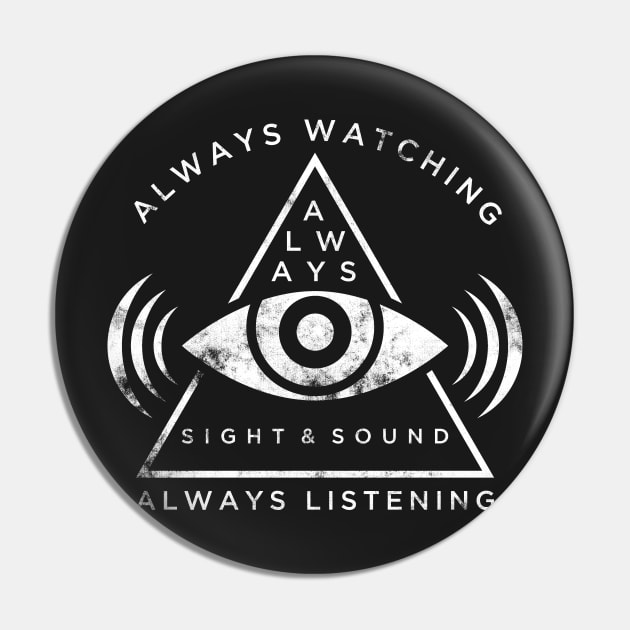 Always Logo Distressed White Pin by sightsoundpod