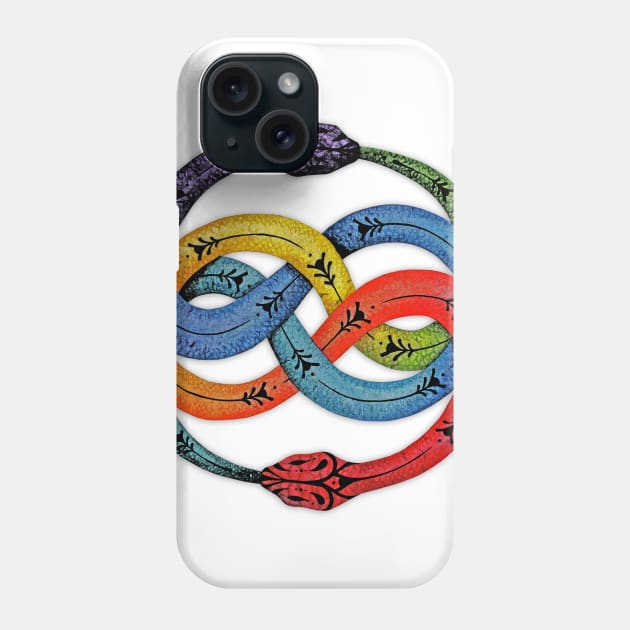 Ouroboros with Chakras Colors Phone Case by MandalaSoul