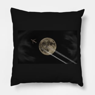 Jet flying under the moon Pillow