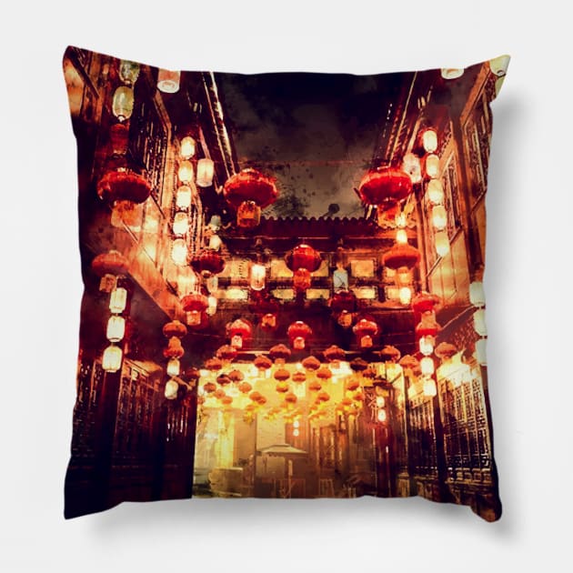 Japan Streets 4 Pillow by syanart