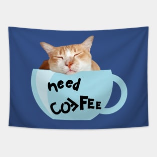 Need Coffee (Blue Cup) Tapestry