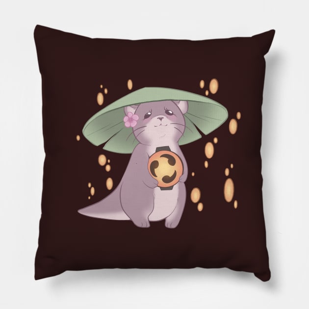 FFXIV - Odder Otter [Dark] Pillow by Thirea