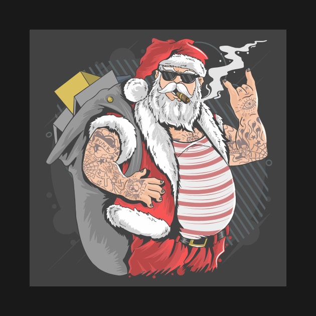 Santa Claus Merry Christmas Tattoo by Manafff