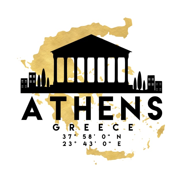 Athens Greece Skyline Map Art by deificusArt