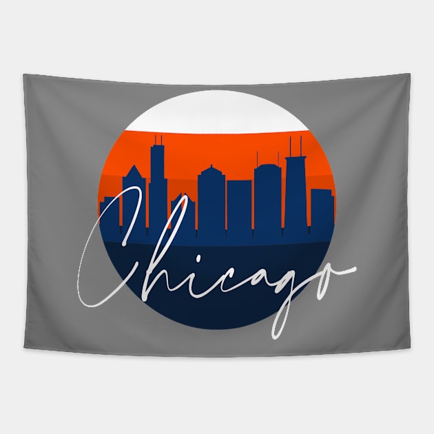 Chicago Football Skyline Tapestry by funandgames