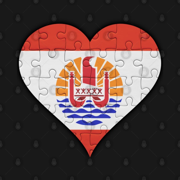 French Polynesian Jigsaw Puzzle Heart Design - Gift for French Polynesian With French Polynesia Roots by Country Flags