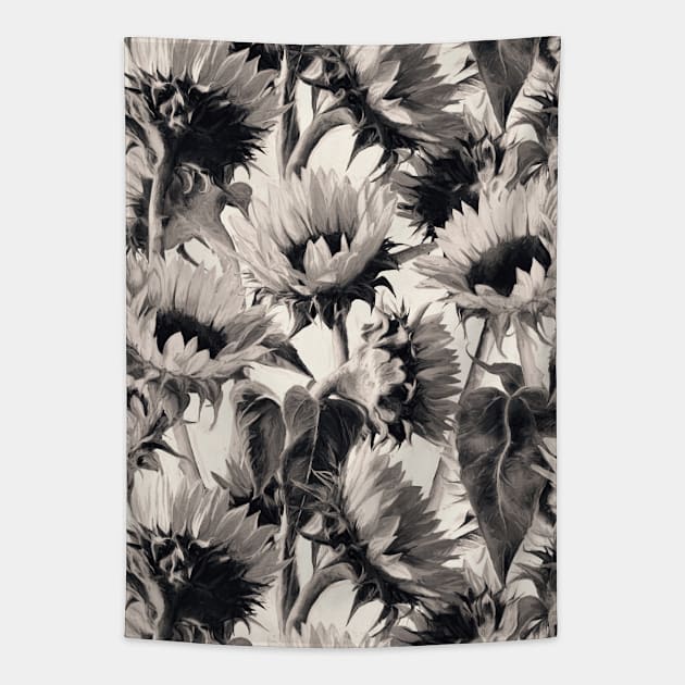 Sunflowers in Soft Sepia Tapestry by micklyn