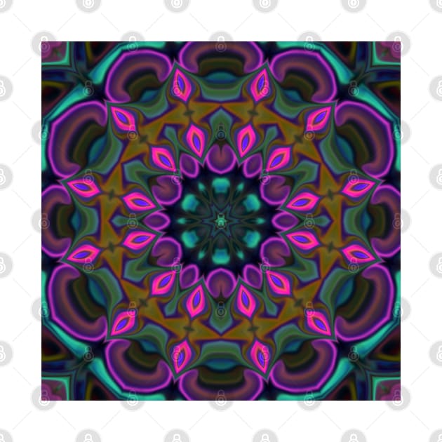 Psychedelic Mandala Purple and Teal by WormholeOrbital