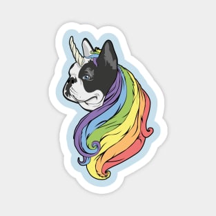 Frenchie with Rainbow mane and unicorn horn Magnet