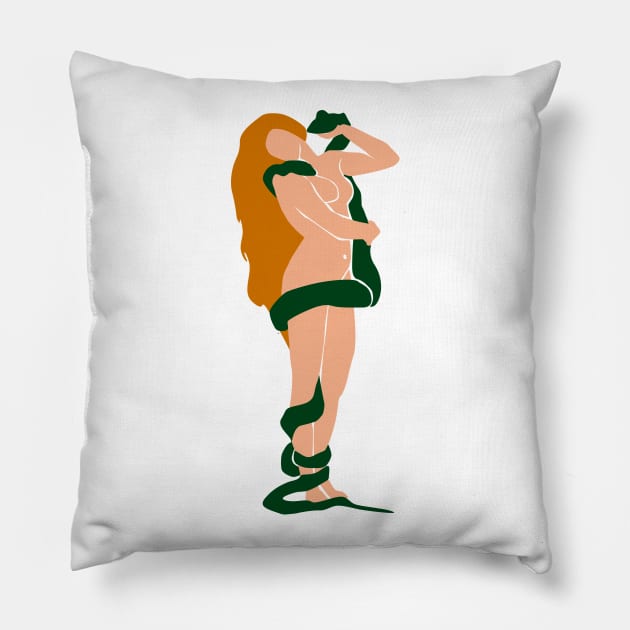 Eva and the snake. Pillow by candelanieto