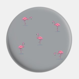 Flamingos Pink and Grey Pin