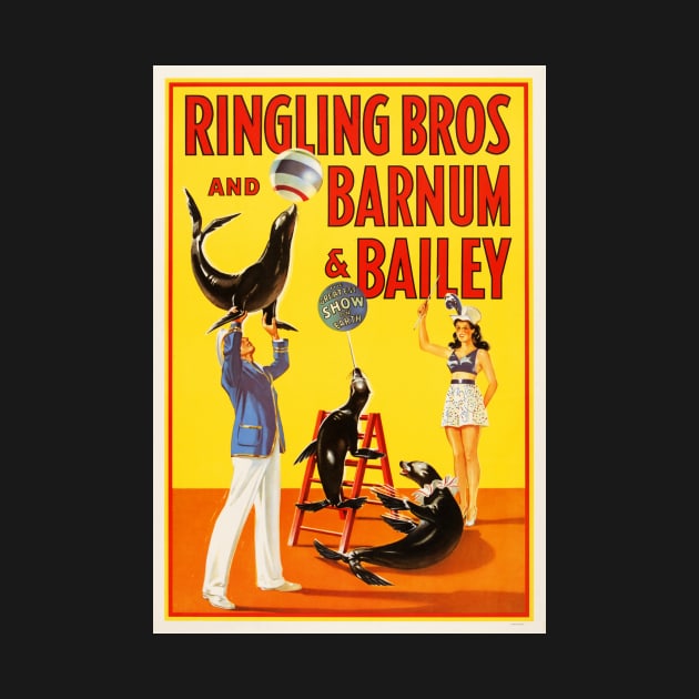 Ringling Bros Barnum & Bailey CIRCUS ACROBATIC SEA LIONS and TRICKS Vintage American by vintageposters