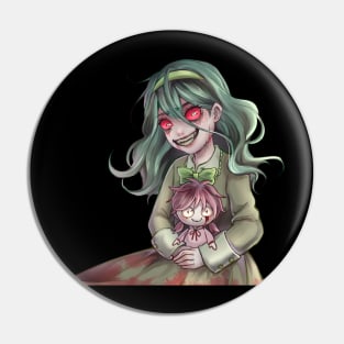 Girl with haunted doll horror drawing art manga style Pin