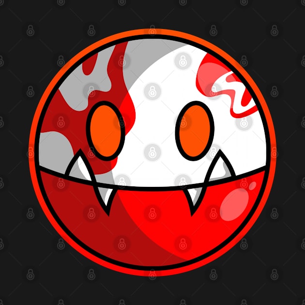 little round monster with red tattoo character vector by fandi.creations