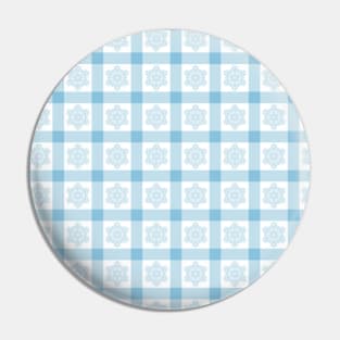 Festive Farmhouse Snowflake Checkerboard - Light Blue - Cozy Winter Collection Pin