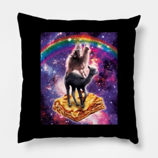 Space Cat Llama Alpaca Riding Lasagne Pillow