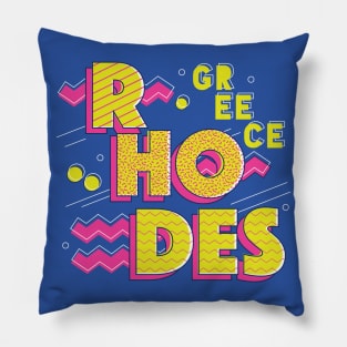 Retro 90s Rhodes, Greece Pillow