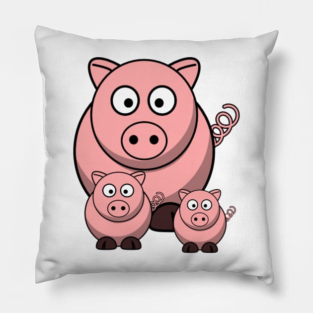 Mamma and Baby Pigs 2 Pillow by longford