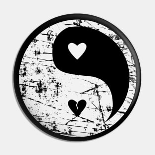 Yin Yang Hearts white Pin