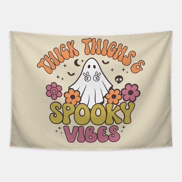 Thick Thighs Spooky Vibes / Retro Style Tapestry by RadRetro