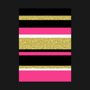 Gold fuchsia stripes pattern T-Shirt