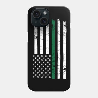 Thin Green Line Distressed USA Flag for Border Patrol and Military Phone Case