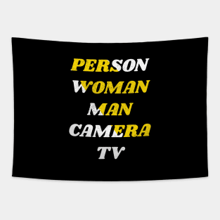 person woman man camera tv Tapestry