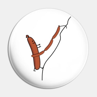 Funny mountain climber bockwurst Pin