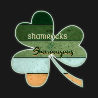 St. Patrick's Day Shamrocks and Shenanigans Clover Design T-Shirt