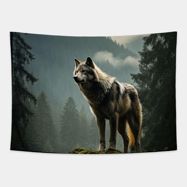 Misty Mountain Guardian Tapestry by vk09design