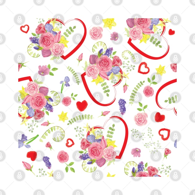 Hearts Flowers Valentine's Day by LizzyizzyDesign