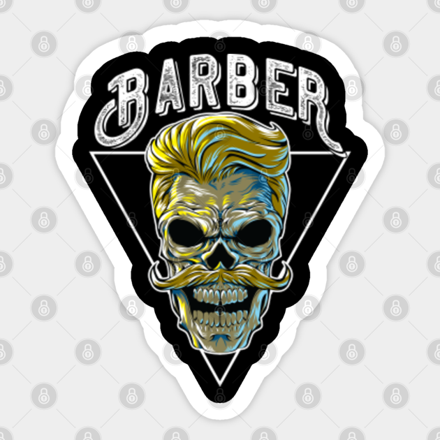 Barber Skull Hair Cut Fresh Stylist Sir Barber Shop Gentleman Head Tattoo Gatsby Beard Barber Skull Sticker Teepublic Au .pioneira em itapira e regiao! teepublic