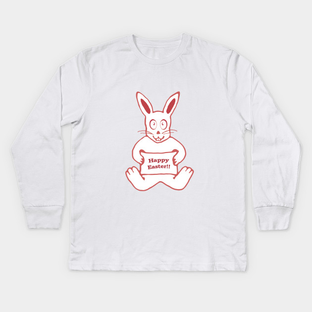 Cute Bunny With Banner Drawing Full Kids Long Sleeve T Shirt