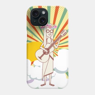 HIPPIE GUITAR PLAYING FLOWER POWER GIRL Phone Case