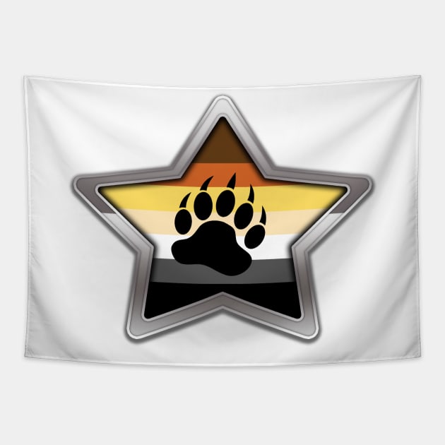 Large Gay Bear Pride Flag Colored Star with Chrome Frame Tapestry by LiveLoudGraphics