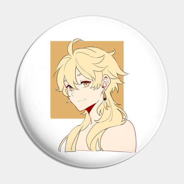Genshin Impact - Aether Long Hair with Background Pin by MykaAndSalmon