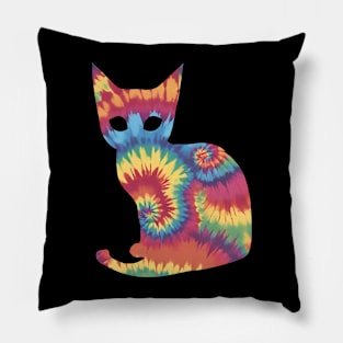 tie dye cat Pillow