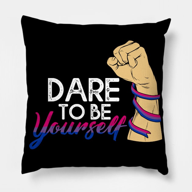 Dare To be Youself awareness Bisexual Pride LGBT Pillow by Lones Eiless