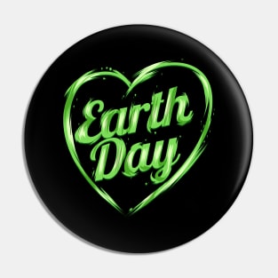 Green Heart Showing Logo For Earth Day Pin