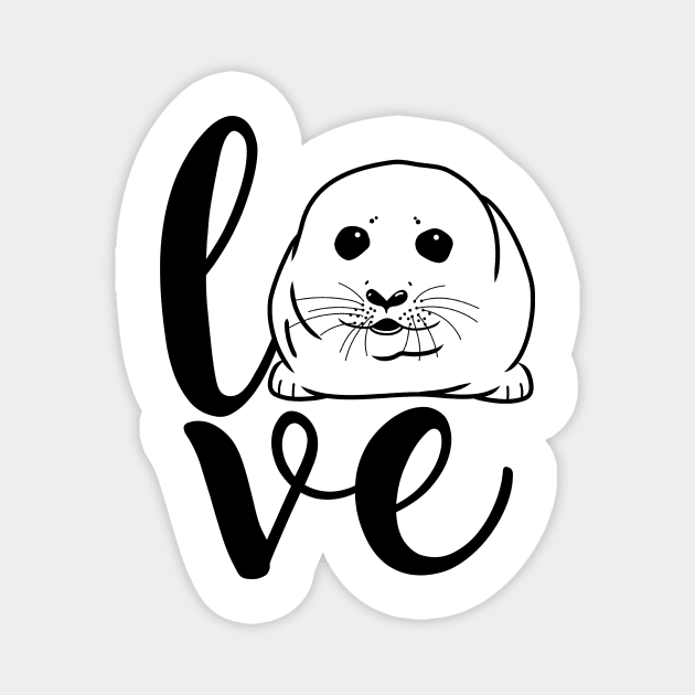 Baby Harp Seal Love Magnet by cottoncanvas