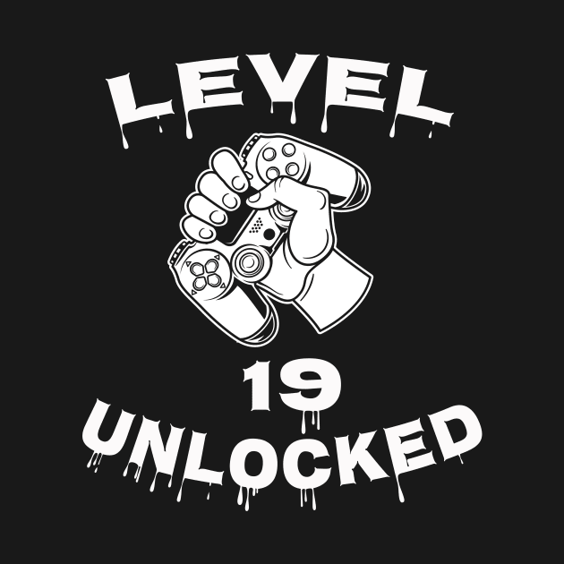 Level 19 Unlocked - Funny Mens 19th Birthday Gamer by Happysphinx