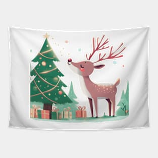 Reindeer Enjoying Their Christmas Tree Tapestry