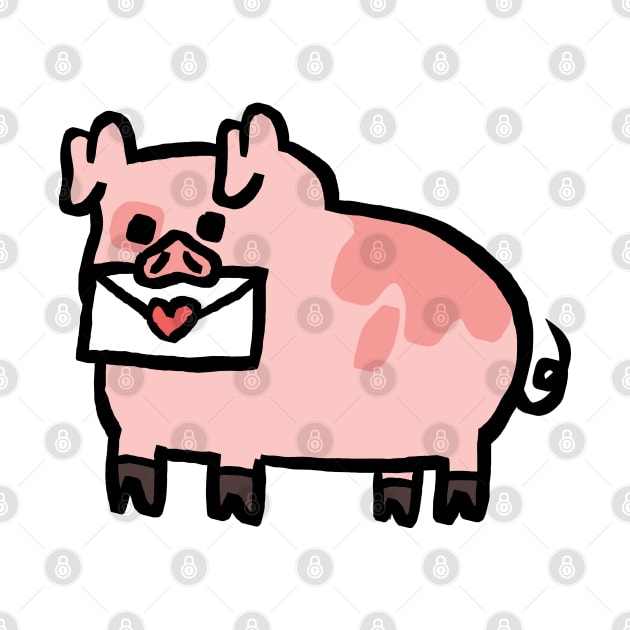 Lovestruck Cute Cartoon Piggy by Porkzby